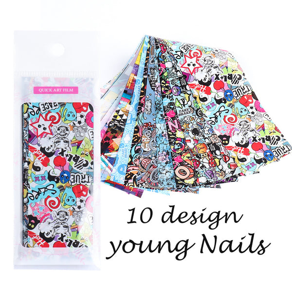 Stickers de Transferencia de Uñas con Personajes Cartoon Graffiti Trendy