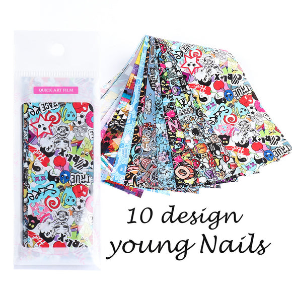 Stickers de Transferencia de Uñas con Personajes Cartoon Graffiti Trendy