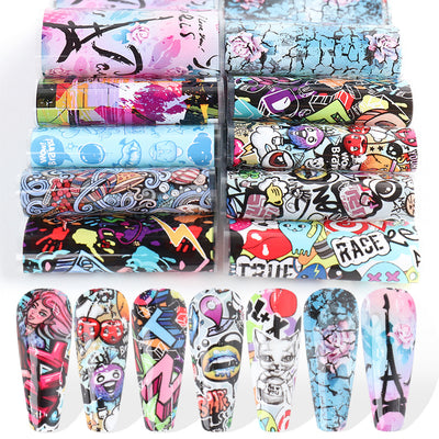 Stickers de Transferencia de Uñas con Personajes Cartoon Graffiti Trendy