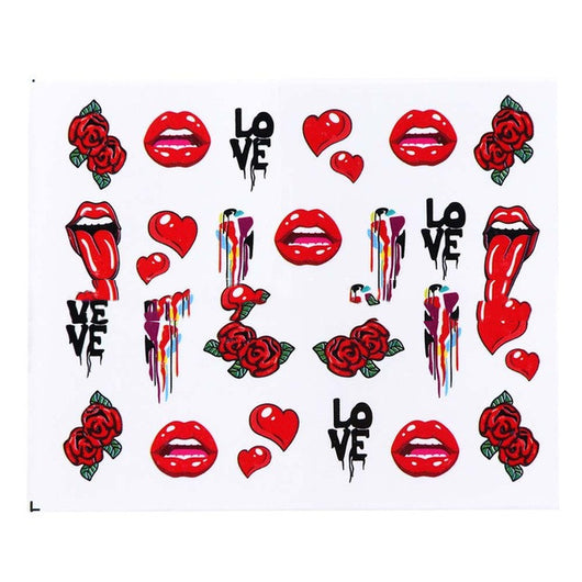 Stickers de Agua para Uñas Estilo Europeo - Labios Rojos y Lengua Sexy - Image 8