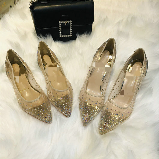 Zapatos de Tacón Alto Transparente con Strass para Mujer - Punta Fina - Image 13