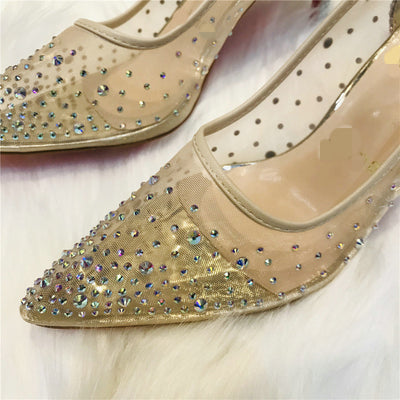 Zapatos de Tacón Alto Transparente con Strass para Mujer - Punta Fina - Image 14