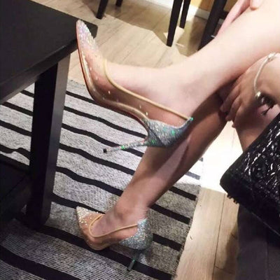 Zapatos de Tacón Alto Transparente con Strass para Mujer - Punta Fina - Image 16