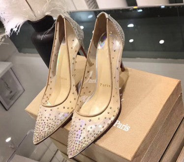Zapatos de Tacón Alto Transparente con Strass para Mujer - Punta Fina - Image 18