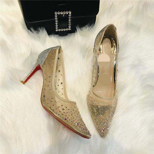 Zapatos de Tacón Alto Transparente con Strass para Mujer - Punta Fina - Image 2