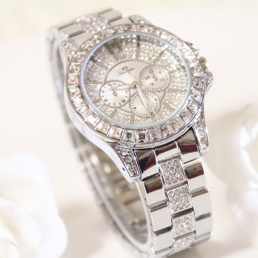 Reloj de Lujo para Mujer con Tres Cristales y Diamantes de Imitación - Image 2