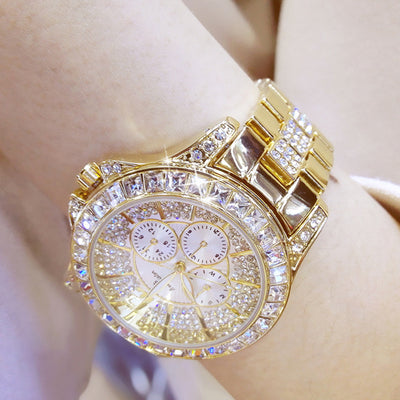 Reloj de Lujo para Mujer con Tres Cristales y Diamantes de Imitación - Image 4