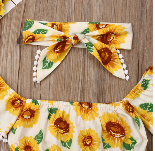 Traje de Baño Infantil Estampado Girasoles - Top Asimétrico y Short Triangular - Image 5