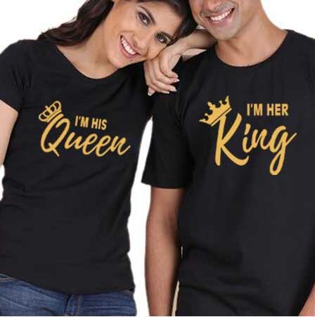 Playera de Pareja Estampado Rey y Reina - Diseño Moderno para Él y Ella