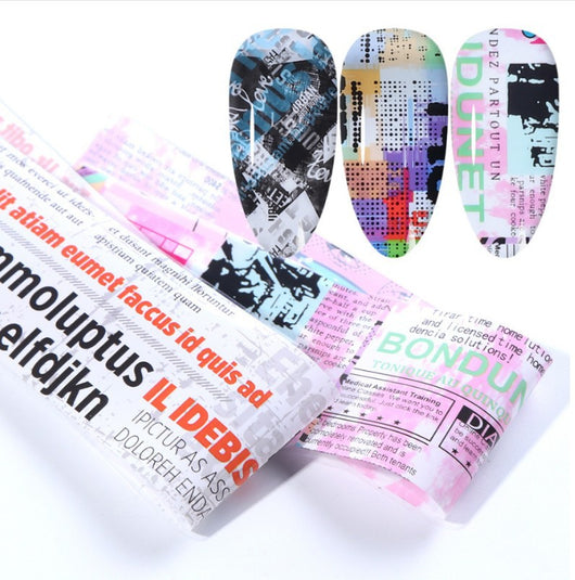 Pegatinas de Uñas Cielo Estrellado - 10 Colores con Efecto Vidrio y Platino - Image 6