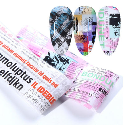 Pegatinas de Uñas Cielo Estrellado - 10 Colores con Efecto Vidrio y Platino - Image 3