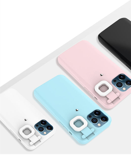 Funda para Celular con Aro de Luz LED y Soporte para Selfies
