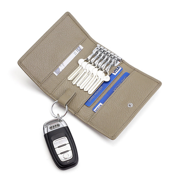 Estuche Multifuncional de Cuero Genuino para Llaves y Monedas