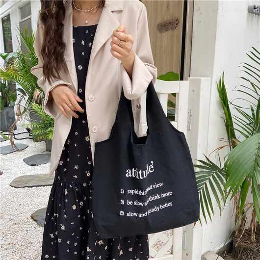 Bolso de Hombro de Lona para Mujer con Gran Capacidad - Diseño Literario - Image 3