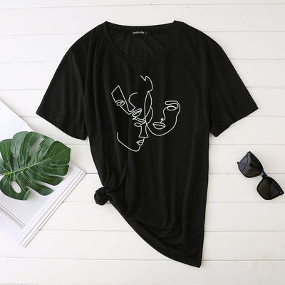 Playera Mujer Estampado Minimalista Líneas Abstractas - Image 9