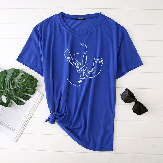 Playera Mujer Estampado Minimalista Líneas Abstractas - Image 5