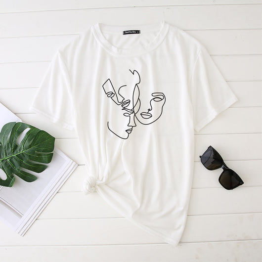 Playera Mujer Estampado Minimalista Líneas Abstractas - Image 3