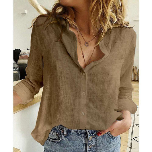 Camisa de Manga Larga con Solapa y Botones para Mujer - Image 4