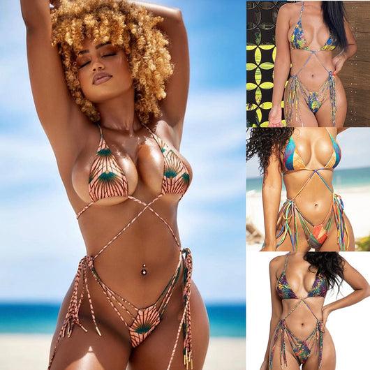 Bikini Estampado Digital con Tiras Ajustables y Abertura Sensual - Image 5