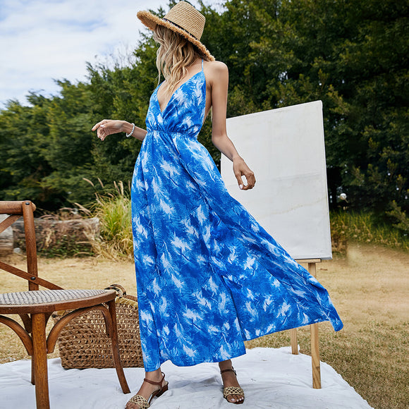 Vestido Bohemio Halter Mujer Verano Escotado Espalda Descubierta