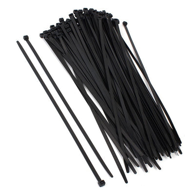 Pile of black cable ties with locking mechanisms, ideal for organizing cables and securing items. - Image 8