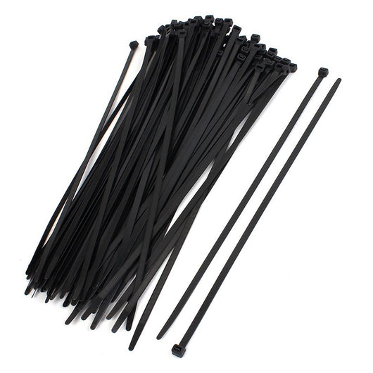 Pile of black cable ties with locking mechanisms, ideal for organizing cables and securing items. - Image 3