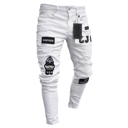 Pantalones Skinny Denim Rotos a la Altura del Tobillo