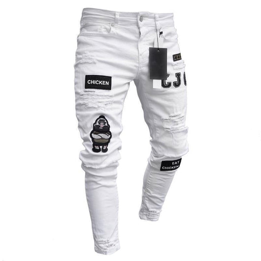 Pantalones Skinny Denim Rotos a la Altura del Tobillo