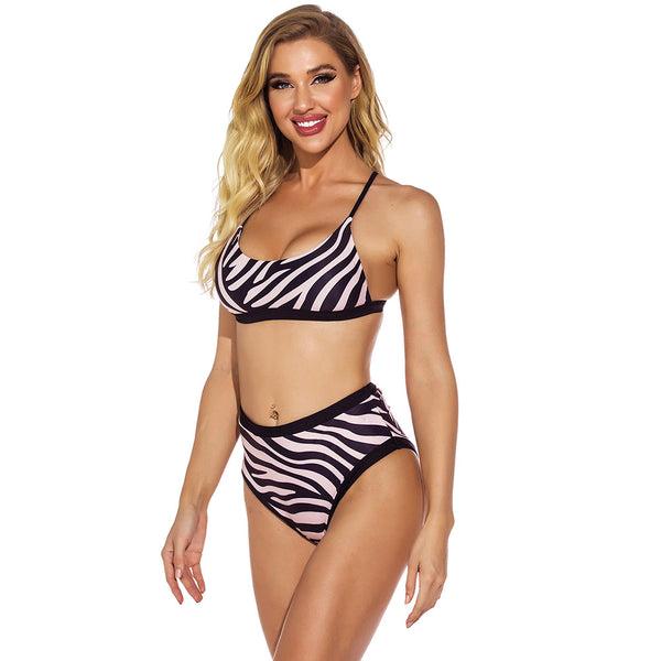 Bikini Estampado Cintura Alta con Abertura Lateral