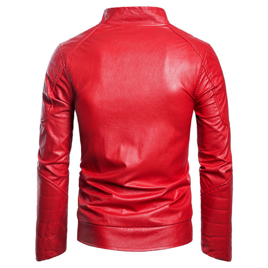 Chaqueta de Cuero Casual Ouma para Motociclista con Cuello de Pie - Image 9