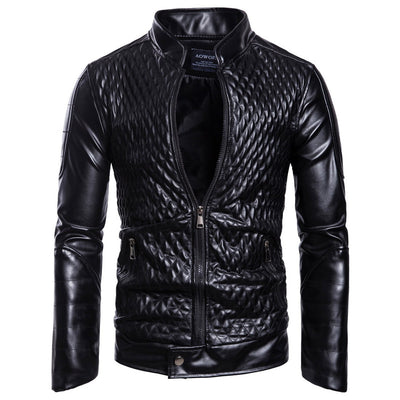 Chaqueta de Cuero Casual Ouma para Motociclista con Cuello de Pie - Image 5