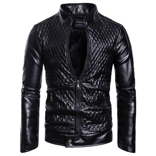 Chaqueta de Cuero Casual Ouma para Motociclista con Cuello de Pie - Image 5