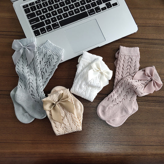 Calcetines Altos para Niñas con Moños de Algodón Transpirable y Antideslizantes - Image 18