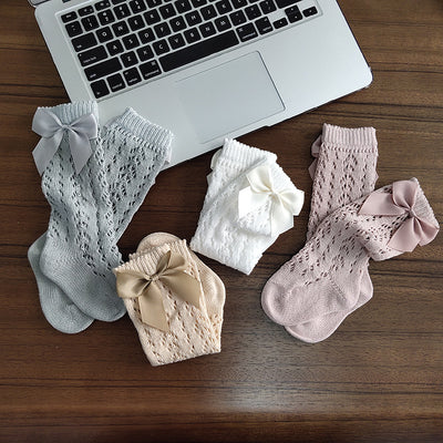 Calcetines Altos para Niñas con Moños de Algodón Transpirable y Antideslizantes - Image 6