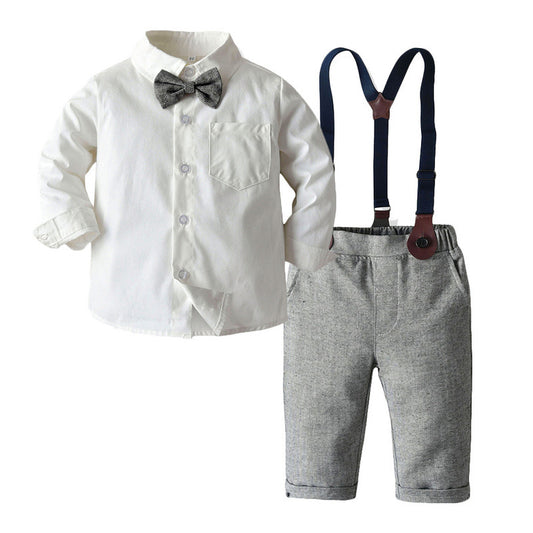 Conjunto Infantil de Dos Piezas con Babero y Camisa de Manga Larga