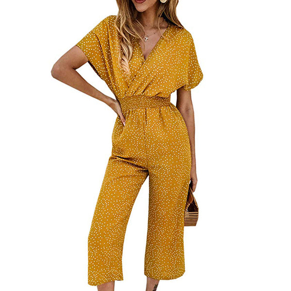 Jumpsuit Cropped Holgado con Estampado de Lunares - Image 3