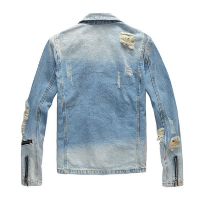 Chaqueta Denim Azul Retro Slim Fit con Detalles Rotos - Image 8