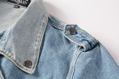 Chaqueta Denim Azul Retro Slim Fit con Detalles Rotos - Image 9