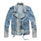 Chaqueta Denim Azul Retro Slim Fit con Detalles Rotos