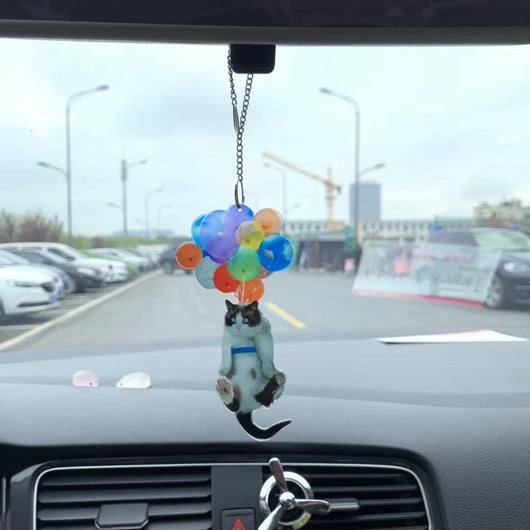 Adorno Colgante Gatito con Globos Coloridos para Espejo Retrovisor del Auto - Image 13