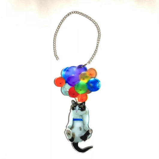Adorno Colgante Gatito con Globos Coloridos para Espejo Retrovisor del Auto - Image 4