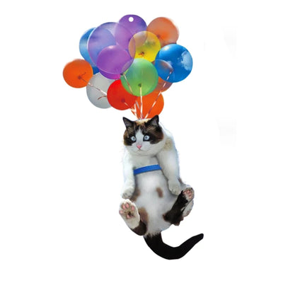 Adorno Colgante Gatito con Globos Coloridos para Espejo Retrovisor del Auto