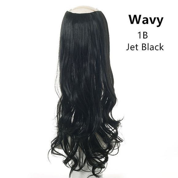 Peluca Ondulada Clip-in U Part Sintética - Extensiones de Cabello Invisible Media Cabeza Rubia y Negra