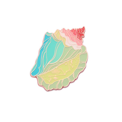 Broche Distintivo Concha Multicolor Diseño Original en Metal
