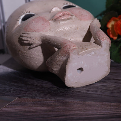 Maceta Decorativa Cabeza de Niña con Flores - Jardín Nórdico de Escritorio - Image 2
