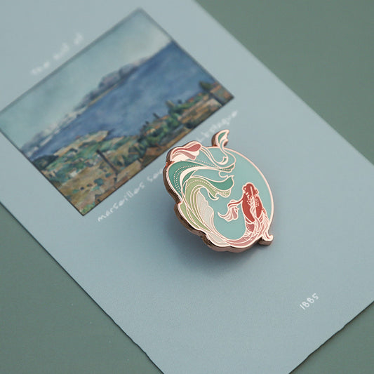 Broche de Pareja Estilo Koi Esmaltado - Diseño Oriental Elegante