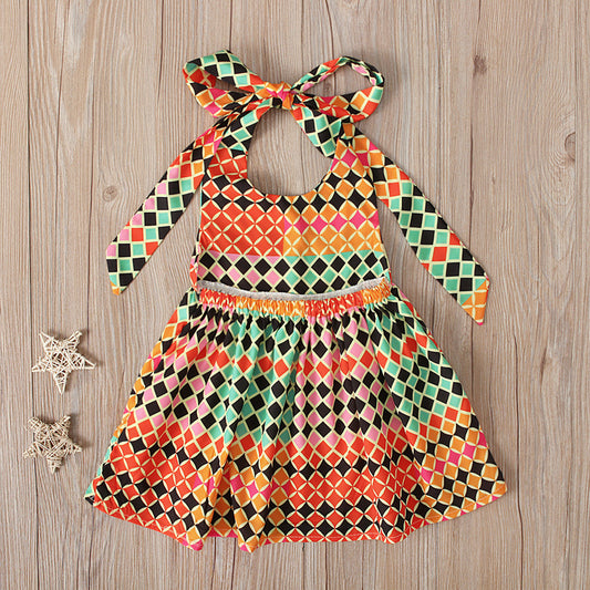 Vestido Bohemio Africano Halter con Encaje y Lazo - Image 2