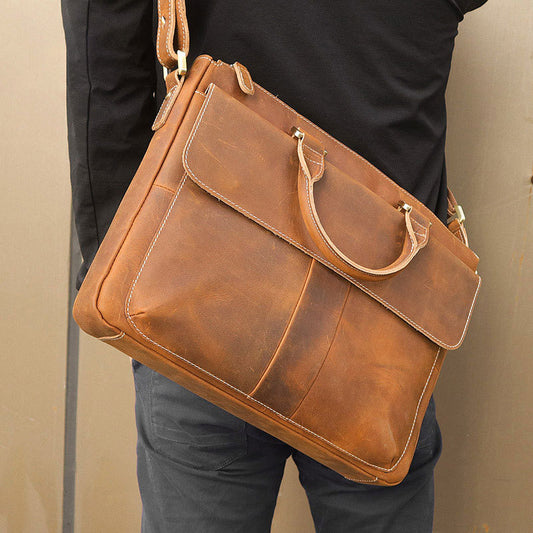 Maletín Crossbody de Cuero Crazy Horse Retro
