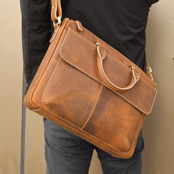 Maletín Crossbody de Cuero Crazy Horse Retro