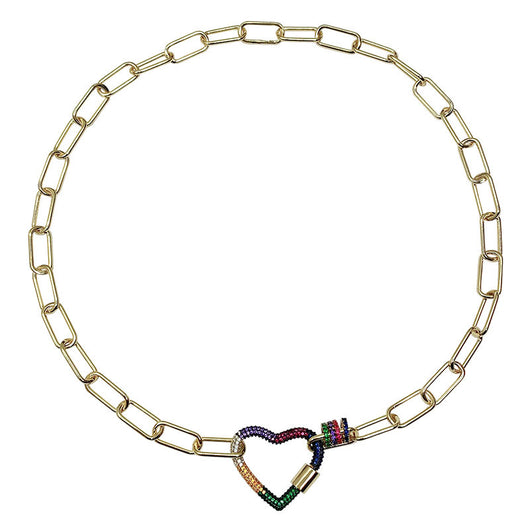 Cadena de Clavícula Arcoíris Amor con Eslabones Entrelazados
